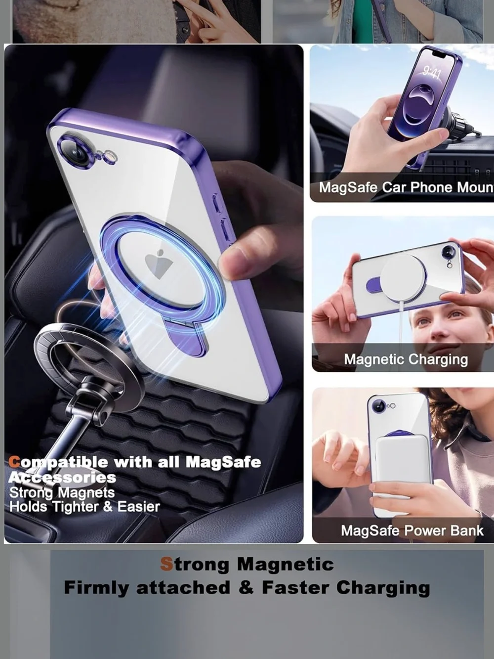 iPhone 16 Case with Invisible Magnetic Ring Stand Purple